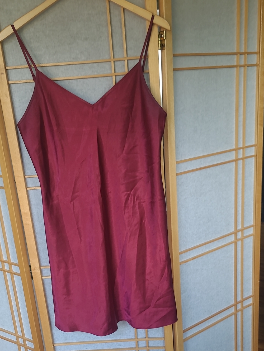 Marks & Spencer Burgundy Satin Slip Dress with Spaghetti Straps